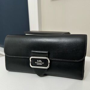 COACH MORGAN SLIM WALLET, coach calf skin black long wallet. Limited edition.